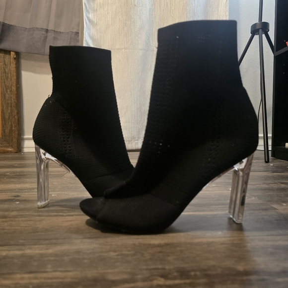 Catherine Malandrino Shoes - Catherine Malandrino Black Ankle Boots with Clear Heels